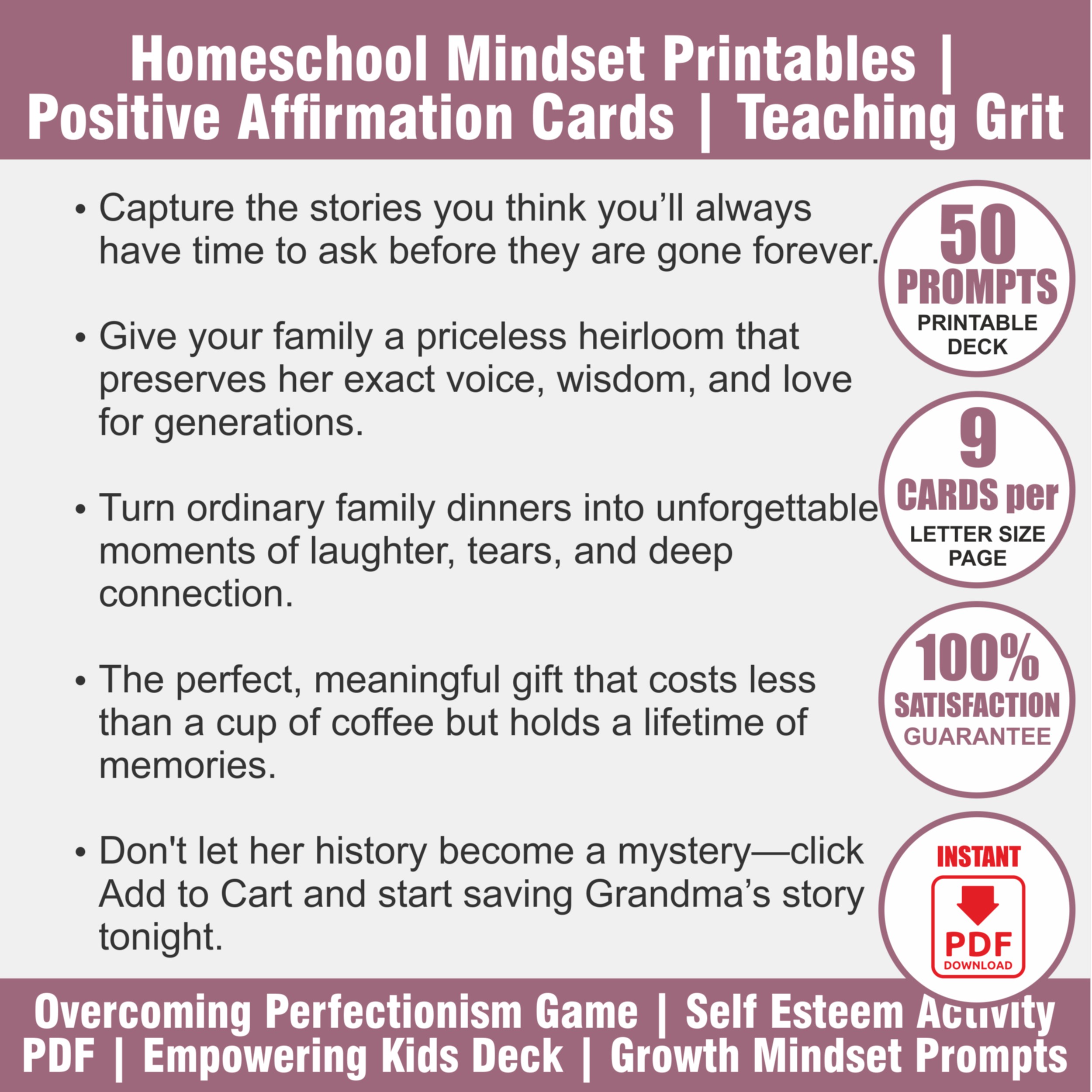 Growth Mindset Cards for Kids Overcoming Failure Deck | Resilience Builder PDF - View 2